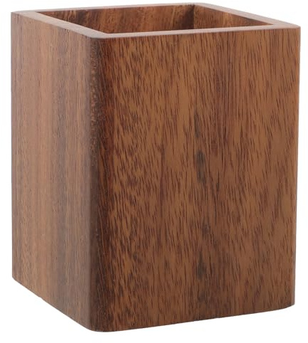 FOMIYES Aufbewahrungsbox für Make-up-Pinsel Vintage Stifthalter Bleistifthalter aus Holz Make-up Pinsel Holzbecher Stift- und Bleistift-Organizer Schwarze Walnuss Aufbewahrungskiste Büro