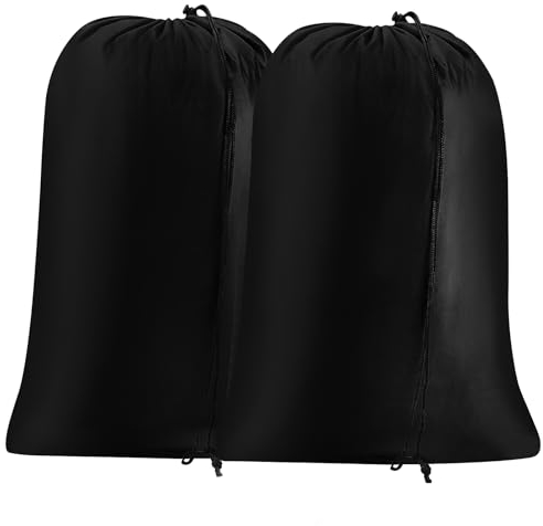 2 Pezzi Sacco Biancheria Sporca, 60 x 80 cm 100L Impermeabile Porta Biancheria Sporca Sacchetti Viaggio con Coulisse Sacco Lavanderia Pieghevole per Casa Dormitorio Campeggio (Nero)