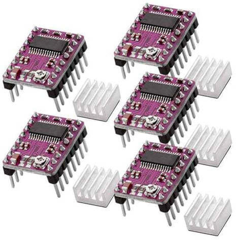 Iegefirm 5 Stück Schrittmotor-Treiberplatine StepStick DRV8825 Schritttreiber-Controller Schrittmotormodul Kühlerkühlkörper Einfach zu Bedienen