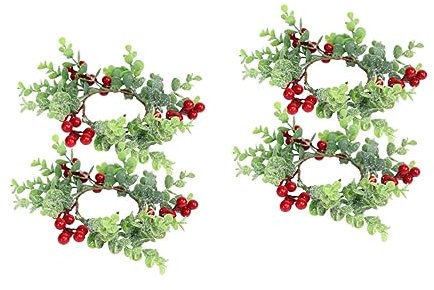 Alipis 4 Stück Kerzenring Künstlicher Weihnachtskranz Aus Beeren Festival-Girlande Weihnachtskerzenhalterringe Mini-weihnachtskranz Weihnachtstürkranz Weihnachtsschmuck Plastik Colorful