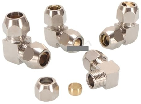 1pcs Pneumatic Card Set Ring 90 Degrees Elbow oil Pipe Fitting 4 6 8 10 12 14mm Pipe Brass Compression Tube Fittings Connector(4mm)