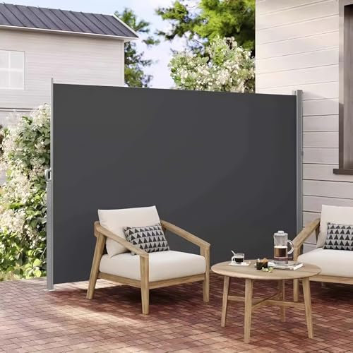 pykaaiiu Seitenmarkise Ausziehbar,Blickdicht,Sichtschutz,Windschutz, Hochdichtes Polyestergewebe,für Balkon, Garten und Terrasse,mit Wandhalterung(B,2 * 4m)