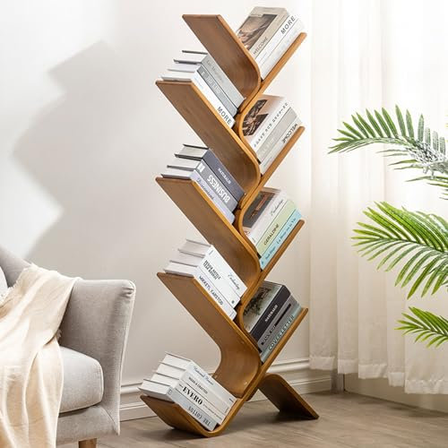 DMMFTERL Libreria ad Albero, libreria Indipendente, libreria Alta in bambù, espositore per CD, riviste, Libri, Organizer da Pavimento per Regali