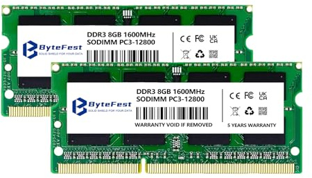 ByteFest RAM DDR3 16GB (2x8GB) 1600HMz SODIMM CL11 1.35V 204-Pin Memoria RAM DDR3 para Portátile