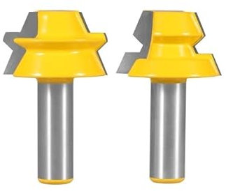 2 pièces 8 mm 12 mm 1/2 quot ; Shank Lock Mitre Tenon Router Bits 22,5 degrés Colle Jeu de fraises pour menuiserie Coupe-bois (8 mm Shank)