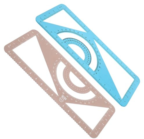 LALAFINA 2pezzi Righello Multiuso Con Goniometro e Squadra Strumento Di Misura Per Scuola e Ufficio Compatto e Leggero Design Ergonomico Antiscivolo