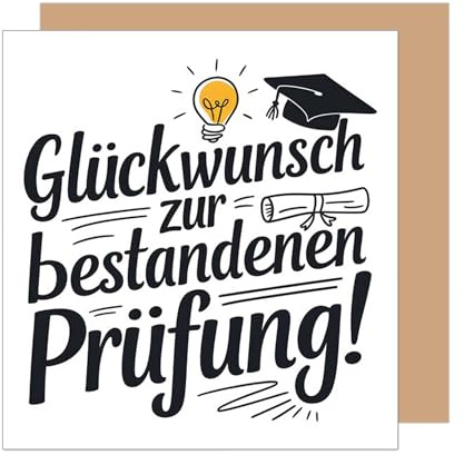 Edition Seidel Premium quadratische Glückwunschkarte zur bestandenen Prüfung mit Umschlag. Grußkarte Karte mit Spruch Abschluss Abitur Studium Bachelor Master Mann Frau Jugendliche (PRQ114 SW025)