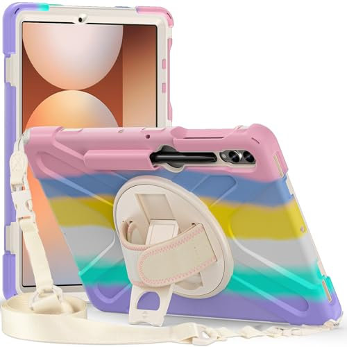 Tablet PC Väskor Fodral Fodral Compatible with Samsung Galaxy Tab S9 FE Plus Case SM-X610/SM-X616 12.4inch Case, Heavy Duty Rugged Shockproof Drop Protection Case with Pen Holder,Shoulder Strap Protec