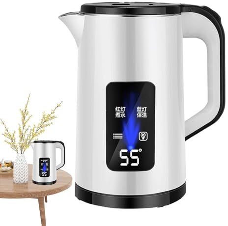 JIEBWCHA Bouilloire Électrique, 3L Bouilloire Avec Réglage De La Température, Acier Inoxydable Théière Thermique Avec Ecran Numérique, Fonction De Maintien Au Chaud, Anti Scald, Poignée Ergonomique