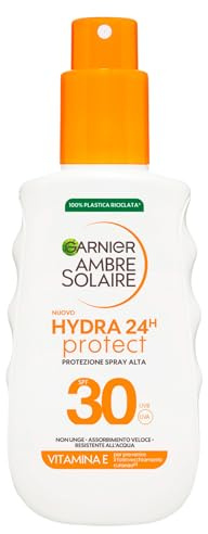 Garnier Ambre Solaire Hydra 24H Protect Spray SPF30 – nicht fettend – wasserfest – Vitamin E – zugelassen von Cruelty Free International – 150 ml
