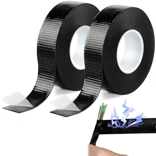 WUBAYI 2 Rollen selbstverschweißendes Klebeband - 5m x 22mm x 0.8mm Elektrisches Isolierband Wasserdichtes & kautschukbasiertes, selbstverschweißendes Klebeband für Isolierung, Reparatur und Umreifung