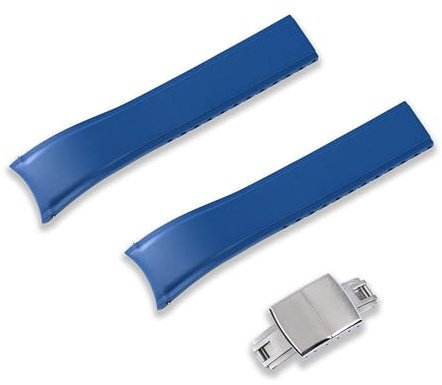 Crafter Blue Bracelet de montre FKM en caoutchouc avec boucle brossée 20 mm 22 mm, bleu royal, 22mm, Minimaliste