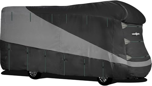 BRUNNER Wohnmobil Abdeckung Schutzhülle Atmungsaktiv - Diverse Größen - Camper Cover Design 12M - Wasserabweisend, Hochwertig, UV-Beständig für Winter+Sommer - Auswahl: 7,5m-8m x 2,4 m x 2,7m