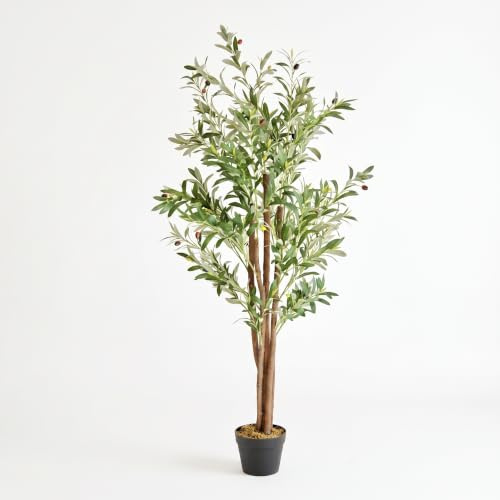 Bonerva Olivo Artificial 150 cm con Tronco Natural | Árbol Artificial Realista con Aceitunas | Planta Artificial Grande para Interior, Hogar, Oficina, Hotel y Negocio