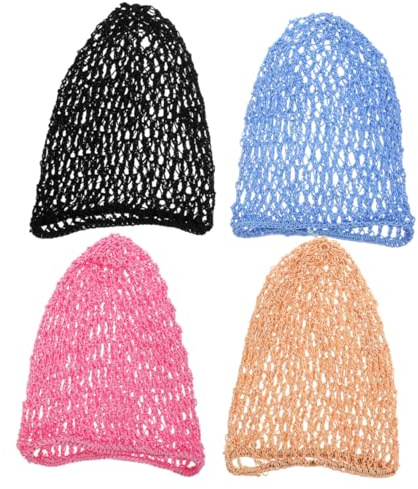 TOYANDONA 4 Stück-pack Gehäkelte Haarnetze Aus Atmungsaktivem Polyesterstrick Flexibel Und Doppelt Belüftet Haarschutz Netz Für Damen Schlaf Und Pflegeroutine