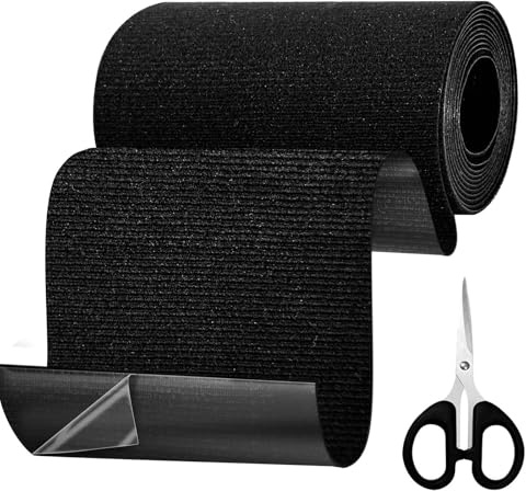 Flicken Selbstklebend Stoff, 10cm x 2m Textilklebeband Wasserdicht Reißfest Ggewebeklebeband Schwarz mit Schere für Markise Zelt Autositz Planen Sofa Kleidung Reparatur Stoffband