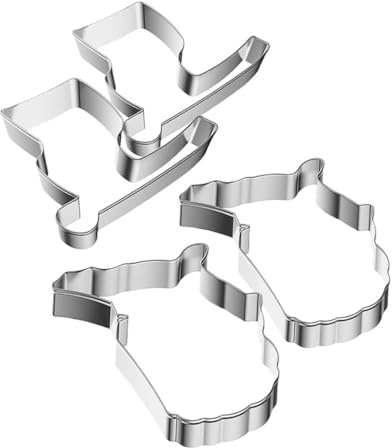 Wakauto 4pcs Patriotic Cookie Cutters Set Usa Flag and Map Shapes, Stainless Steel 4th of July Baking Tools for Memorial Day Cookies and Desserts