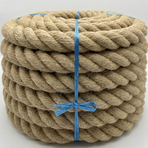 Polyhanfseil Ø 50mm Handlaufseil wetterfest – Kunsthanf Tauwerk gedreht 1m-30m – Spleitex Seil für Garten, Geländer & Outdoor Deko – Natur-Optik – Ropes and More® (1 m)