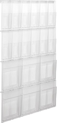 helit H6812302 - Wanddisplay „the placativ“ 6/12 x DIN A4 / 1/3 DIN A4, glasklar | 6 DIN A4 und 12 DIN A4 Drittel Taschen, glasklar