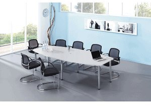 Konferenztisch T-Serie 280x130/85cm 6 Chromfüße grau