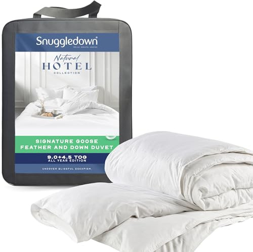 Snuggledown Luxury Goose Feather & Down Single Duvet 13.5 Tog - Ethically Sourced 85:15 Blend, All Seasons 4.5 + 9 Tog Combination Quilt | UK-Made, Cotton Cover, Washable (135 x 200cm)