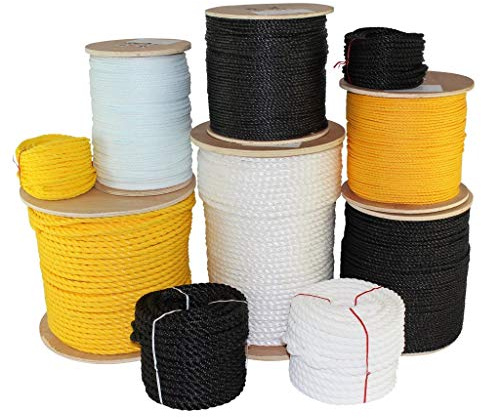 SGT KNOTS Twisted Polypropylene Rope - Floating, Nautical for Marine, Boating, Fishing, Camping, Indoor/Outdoor Project (3/8 in x 600 ft, Yellow)