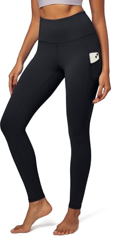IUGA Leggings with Pockets for Women High Waisted Yoga Pants Women Tummy Control Workout Compression Running Leggings Black