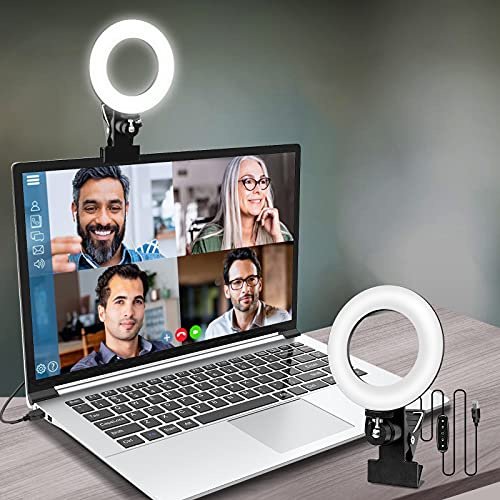 Éclairage de conférence vidéo, éclairage de Webcam, lumière annulaire pour Clip de Moniteur, éclairage d'appel de Zoom, Travail à Distance, Apprentissage à Distance, Auto-Diffusion et