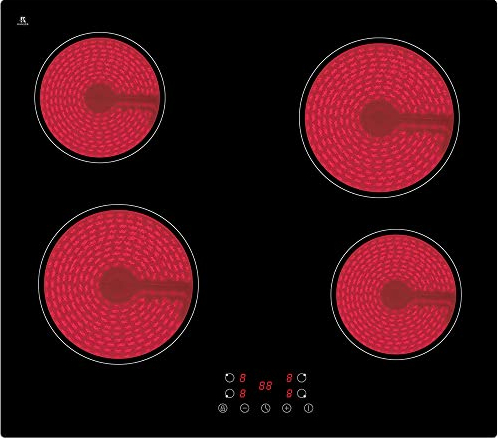 PKM Kochfeld KF4G | Glaskeramik | Rahmenlos | 60cm | Touch Control | 6000 W | Timer | Restwärmeanzeige | Abschaltautomatik | Kindersicherung