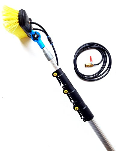 HI-TECH 16ft-20ft-24ft Water Fed Telescopic Window Cleaning Pole Kit Solar Panel Extendable Extended Extension Hose Fed Squeegee Brush Tool Window Cleaner