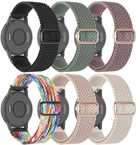 6 färger 18 mm 20 mm 22 mm nylon klockarmband Garmin Venu 2 plus/Venu Sq 2/Vivoactive 3 5 Smart Watch, armband snabbkopplingsband ersättning för Garmin Vivoactive 4, Forerunner 55 645/255/245 Music,
