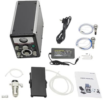 Graviermaschine,Pneumatische Doppelkopf-Schlaggraviermaschine,400-8000rpm Graviermaschinen-Bausatz für Schmuck,Graviermaschine mit Fußpedal|Filter,0-60 PSI einstellbar,Einfache Bedienung