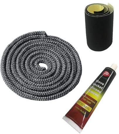 Joint de poêle à bois, kit de joint de porte de poêle à bois 6 mm, joint en fibre de verre résistant aux hautes températures, corde de remplacement pour poêle ou cheminée, longueur 1,8 m