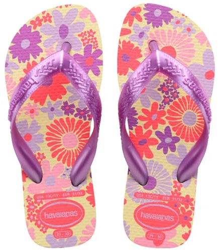 Havaianas - Kids Flores, Infradito, Comode, Resistenti E Divertenti, Suola Con Stampa Floreale, Cinghie Metalliche E Suola Antiscivolo, Ragazze