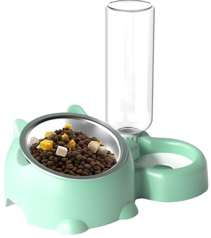 PhnkjGh Ensemble de gamelles pour Chat, Nourriture et Eau pour Chat - Bol Distributeur de Nourriture incliné à 16 degrés avec Distributeur d'eau,Bol d'alimentation Amovible pour Animaux de Compagnie,