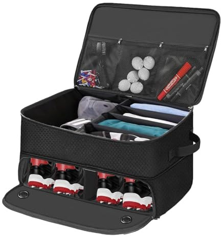 Golfkoffer-Organizer, wasserdichte Golftasche, Golfausrüstung, Auto-Golftaschen-Organizer, Golftasche mit Schuhfach, flexibler Platz, wasserdichtes Design für Bälle, Tees, Kleidung