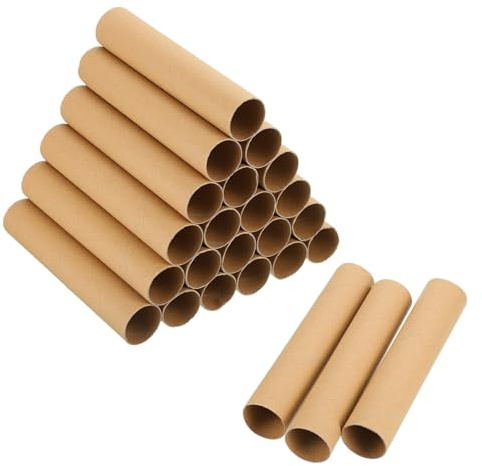 sourcing map Lot de 24 tubes en carton ondulé pour travaux manuels, peinture, dessin, fournitures artistiques, projets de bricolage, 20 x 4 cm, marron