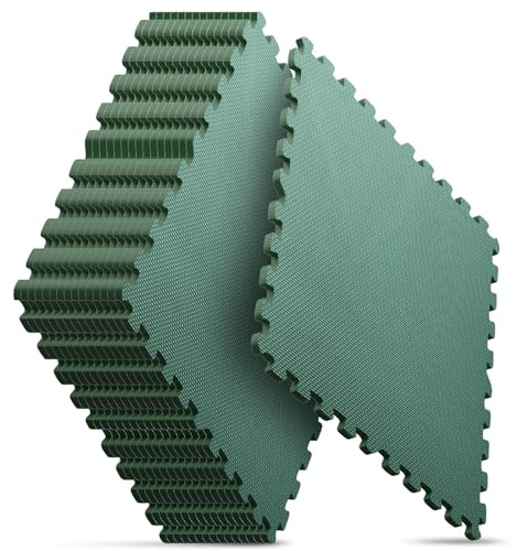 Home Gym Mat, Puzzle Exercise Mat, EVA Interlocking Foam Floor Tiles for Home Workout Equipment and Kids' Play Areas - Blue, 24 in x 24 in x ½ in - (Green, 16 Pack(64 SQ FT))