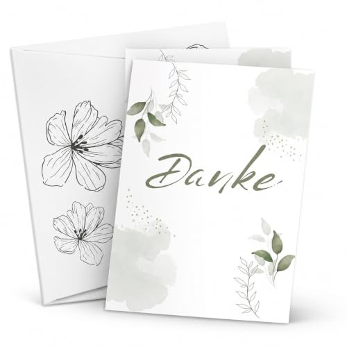 roxisha 10er-Set Dankeskarten mit Umschlägen, 10,4 x 14,8 cm Grußkarten | Elegantes Blumendesign, Perfekt für Hochzeiten, Geburten, Geburtstage, Taufen, Feiern, Ruhestand & Besondere Anlässe