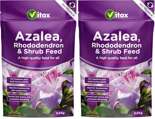 Vitax Azalea, Rhododendron & Shrub Feed - Boosts All Ericaceous Plants - 0.9kg Pouch (Pack of 2)