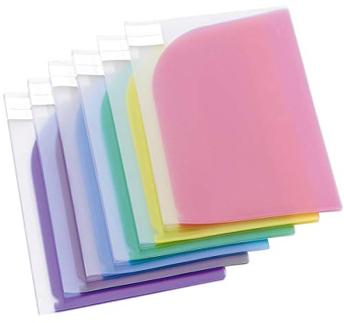 Djois made by Tarifold 12 Pochettes Porte-documents Double De Présentation Format A4 ou A3 - Recyclé - 6 couleurs x2 (Bleu, Violet, Vert, Jaune, Rose, Transparent) - 511009