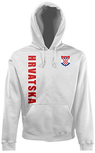 AkyTEX Kroatien Hrvatska EM-2020 Hoodie Wunschname Wunschnummer Weiß M