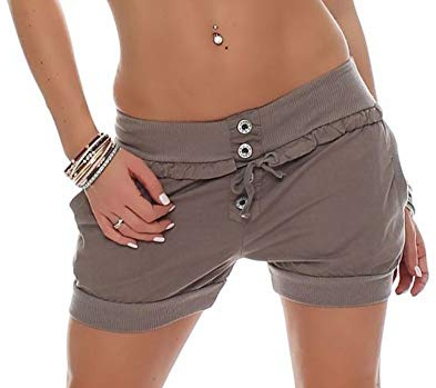 Malito Hotpant klassisk design sommarbyxor shorts 6086 kvinnor, Fango, XXL