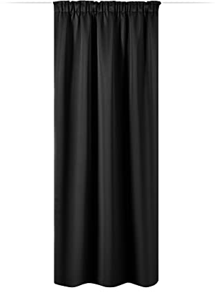 JEMIDI Vorhang blickdicht 140x245cm - Gardine mit Kräuselband Universalband - 100% Polyester Schal lang für Wohnzimmer Schlafzimmer - schwarz