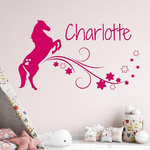 GRAZDesign Wandtattoo Kinderzimmer Pferd, Name personalisiert Wandaufkleber Mädchen - 87x50cm / 045 hellrosa