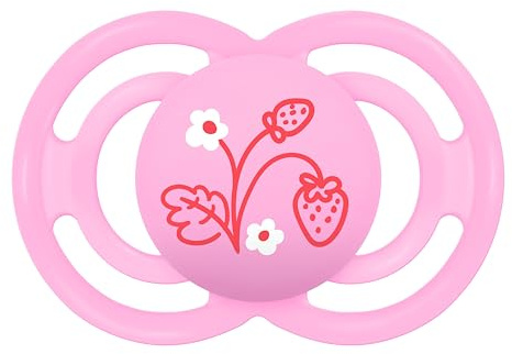 MAM Perfect S140 Schnuller mit extra dünnem und flexiblem Schnuller aus SkinSoftTM ultraweichem Silikon für Babys ab 16 Monaten, Rosa (1 Stück) mit selbststerilisierender Box, spanische Version