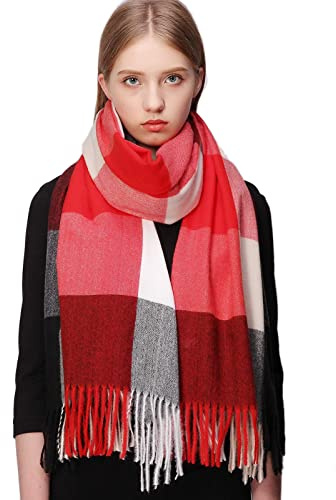 RIIQIICHY Schal Damen Winter Kuschelig, Karierter Winterschal für Damen | Kuscheliger Damenschal für Herbst und Winter, vielseitig als Schultertuch tragbar und eine schöne Geschenkidee zu Weihnachten
