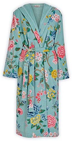 Pip Studio Bademantel Good Evening Blau Sauna Frottier Blumen Blüten Print Morgemantel Geblümt Kapuze