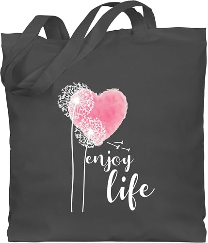 Shirtracer - Baumwolltasche - Sprüche Statement - Pusteblume Enjoy Life weiß/rosa