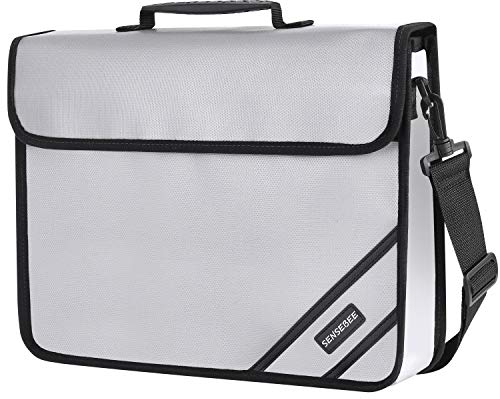 SENSEBEE Feuerfeste Dokumententasche, 38,1 x 31 9 cm, wasserdichte und feuerfeste Geldtasche mit Reißverschluss, feuer- wasserabweisend, Geldsafe für rechtliche Dokumente, Reisepass Bargeld (Silber)
